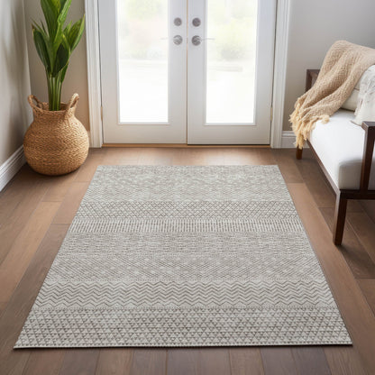 Tapis Chantille à rayures modernes, lavable en machine, pour intérieur et extérieur