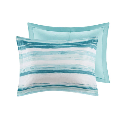 Collection de couette et de courtepointe imprimée en seersucker 8 pièces Madison Park Anchorage