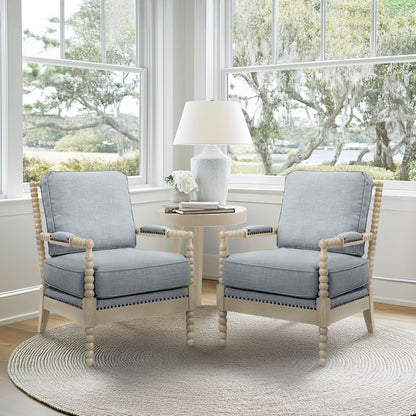 Fauteuil Madison Park Donohue à cadre en bois tourné