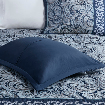 Ensemble de couette jacquard 7 pièces Madison Park Elaine bleu marine
