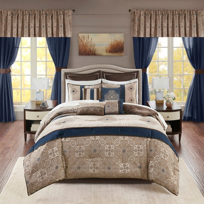 Madison Park Essentials Parker Jacquard Brodé, Ensemble de chambre 24 pièces