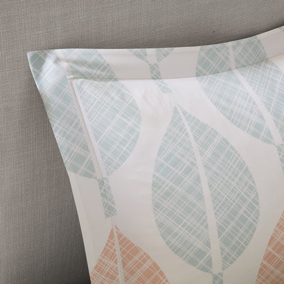 Ensemble de couette Madison Park Essentials Pelham Bay corail/vert avec draps en coton