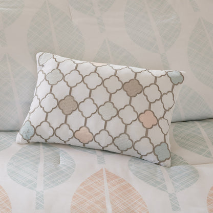 Ensemble de couette Madison Park Essentials Pelham Bay corail/vert avec draps en coton