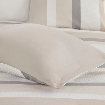 Ensemble de couette jacquard 5 pièces Madison Park Levi Blue/Naturel