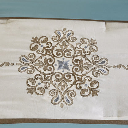 Ensemble de couette 7 pièces Madison Park Lorraine en jacquard bleu