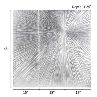 Ensemble de 3 triptyques peints à la main Madison Park Signature Sunburst en résine 3D