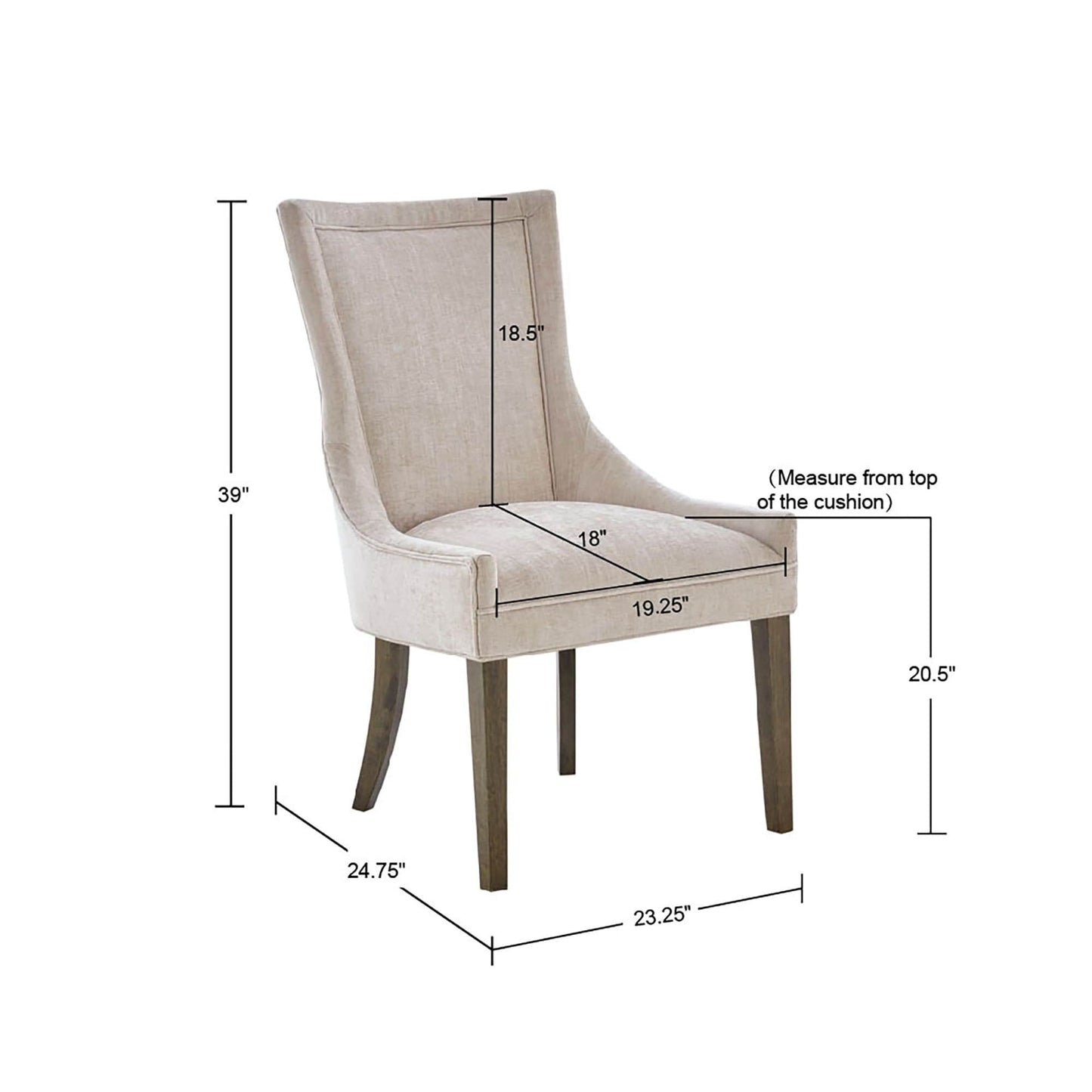 Chaises de salle à manger rembourrées Madison Park Signature Ultra avec pieds en bois (lot de 2) - Non disponible