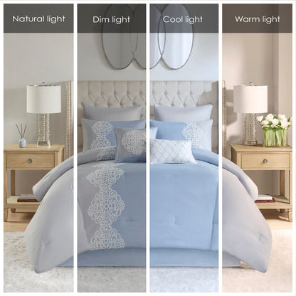 Ensemble de couette en microfibre brodée 8 pièces Madison Park Vera