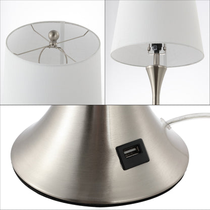 Lampe de table LED Makena 22,75 en fer forgé, style sablier, avec port de chargement USB (lot de 2), par JONATHAN Y