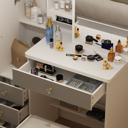 Ensemble coiffeuse avec miroir et tabouret