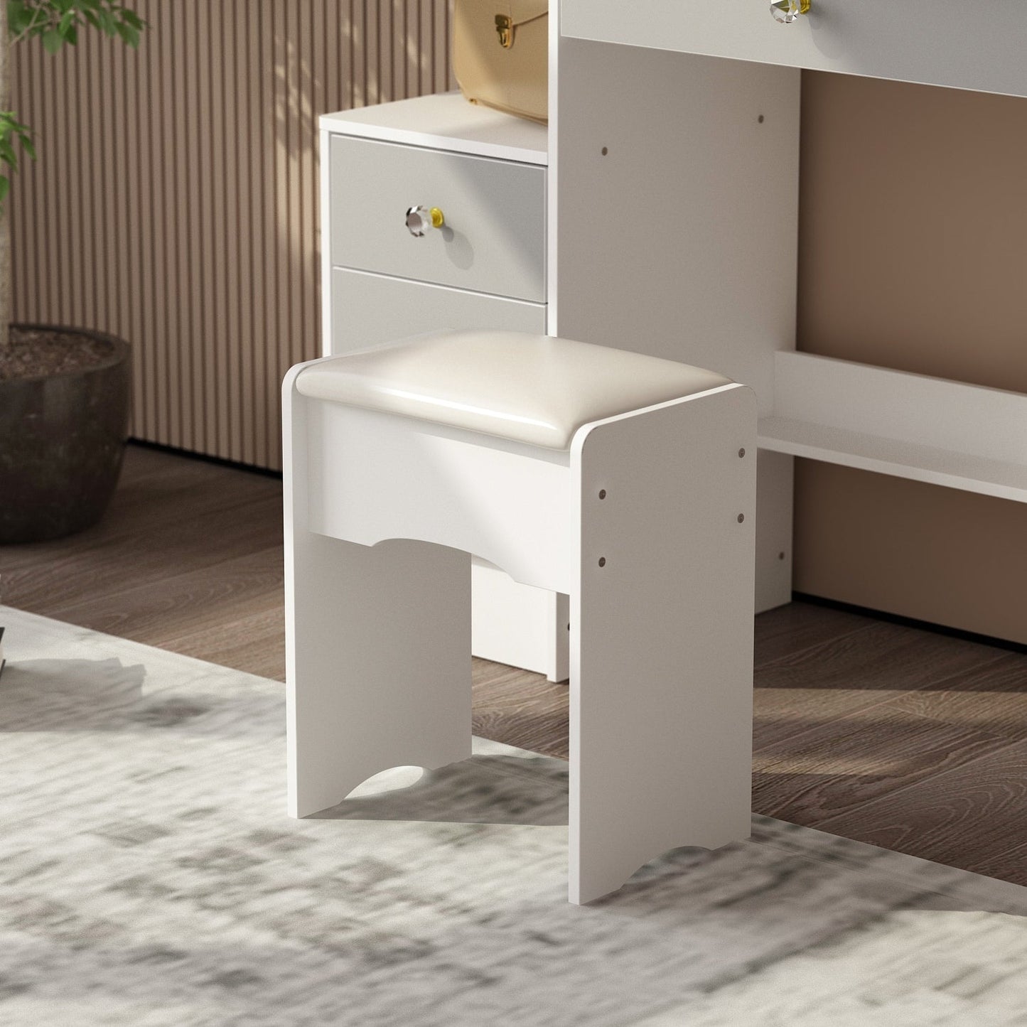 Ensemble coiffeuse avec miroir et tabouret