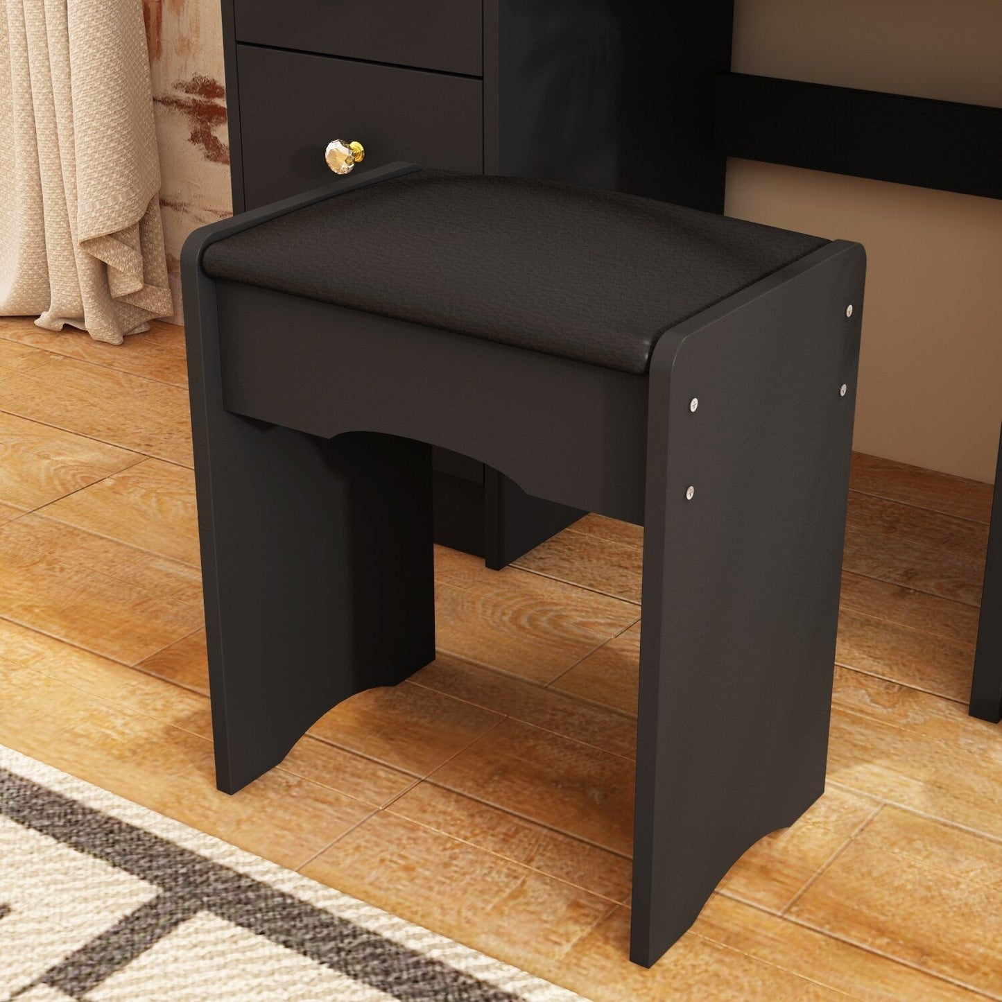 Ensemble coiffeuse avec lumière LED, miroir et tabouret