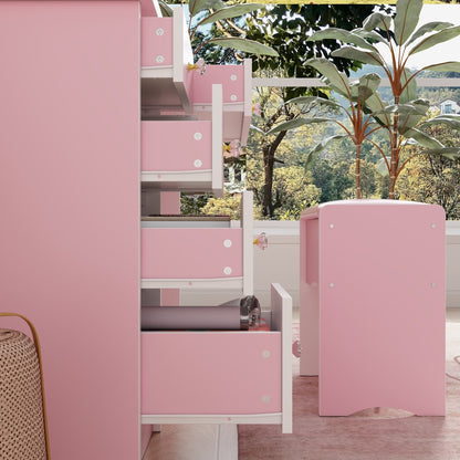 Ensemble coiffeuse avec lumière LED, miroir et tabouret