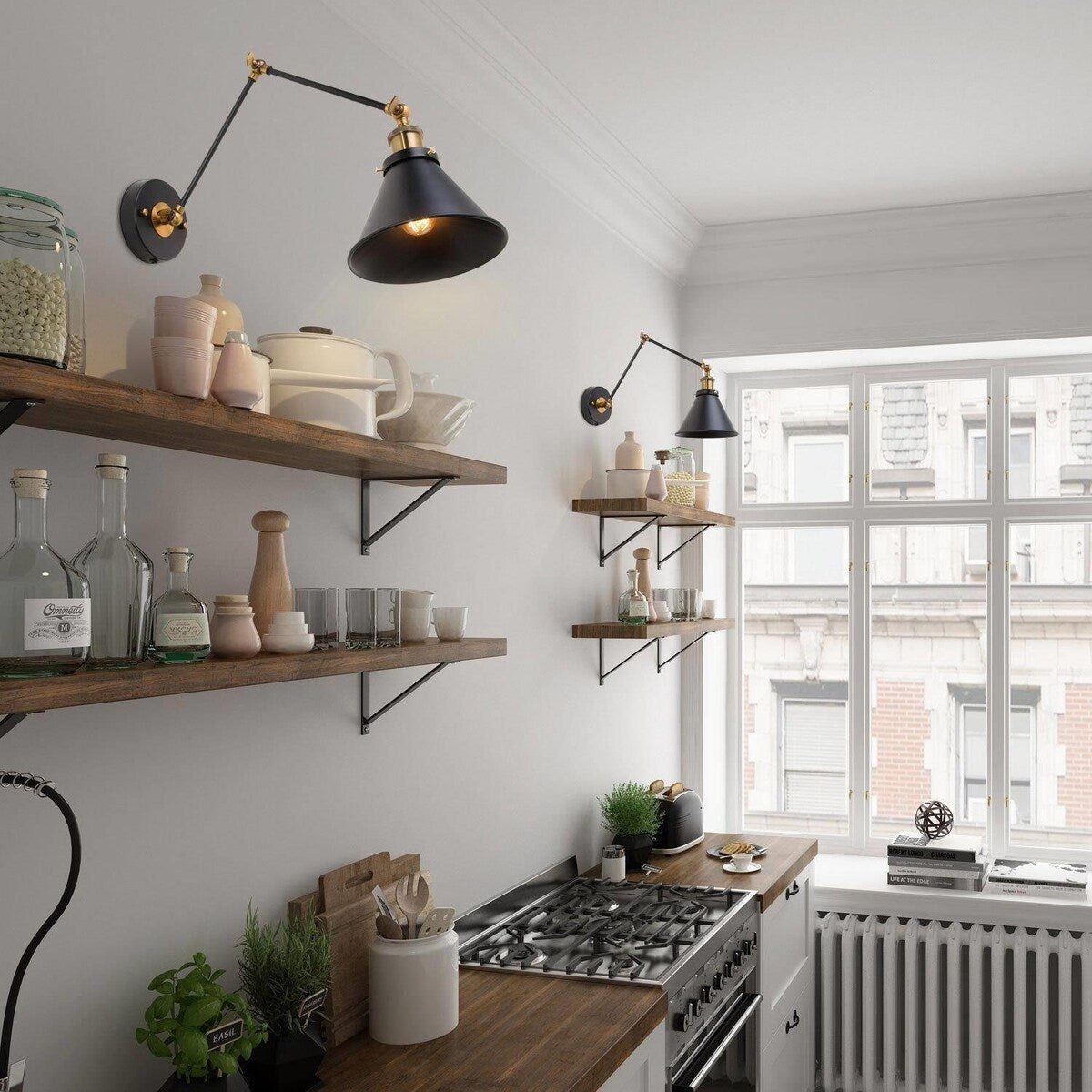 Ensemble de 2 appliques murales modernes à bras articulé réglable Malryn, à brancher ou à câblér