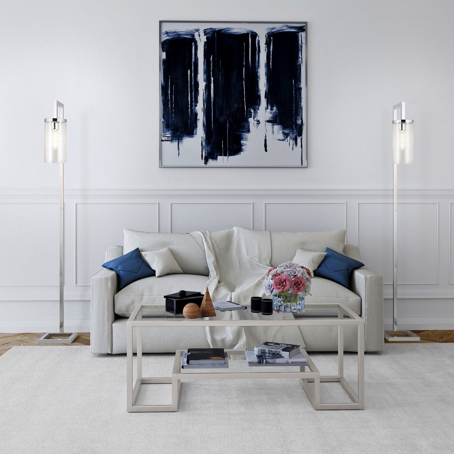 Lampadaire Malva de 67,75 cm de haut avec abat-jour en verre - 11 cm de large