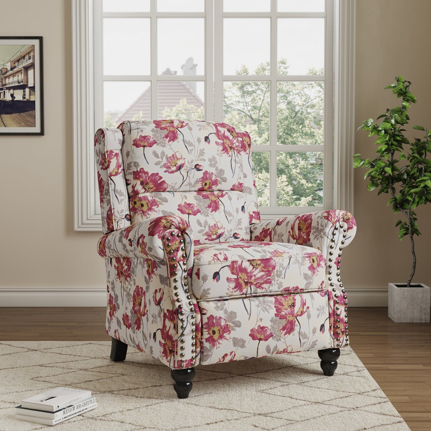 Fauteuils inclinables à dossier manuel avec garniture cloutée