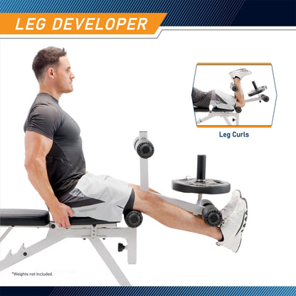 Banc de musculation multifonctionnel réglable Marcy en acier thermolaqué, blanc - 165 x 58 x 118 cm