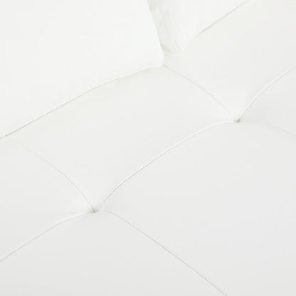 Canapé moderne en cuir véritable avec pieds en bois et coussin cylindrique supplémentaire