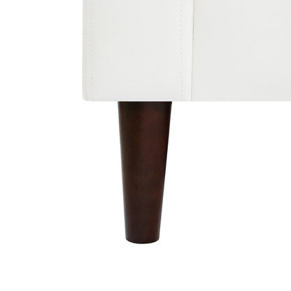 Canapé moderne en cuir véritable avec pieds en bois et coussin cylindrique supplémentaire