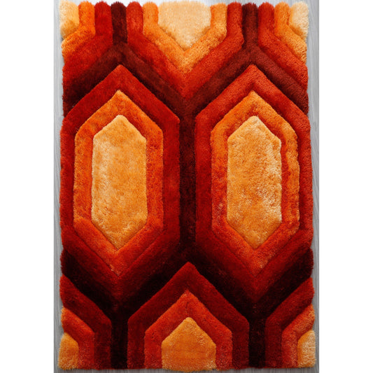 Tapis Mateos Shag rouge/orange au design contemporain