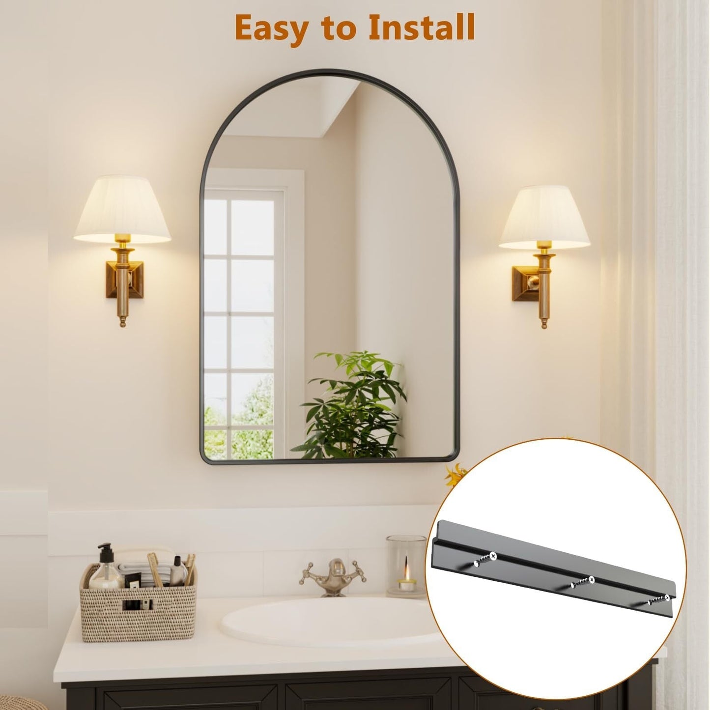 Miroir rond noir mat