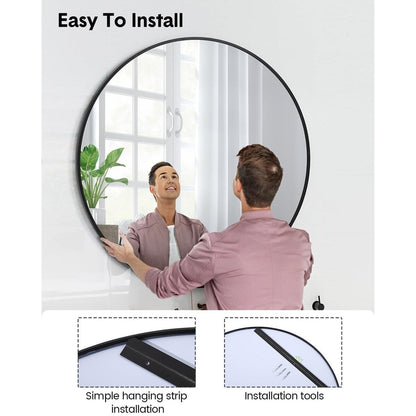 Miroir rond noir mat