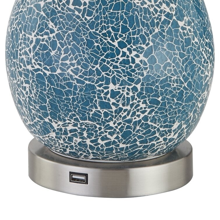 Ensemble de 2 lampes de table en verre de 25,25 pouces avec port USB