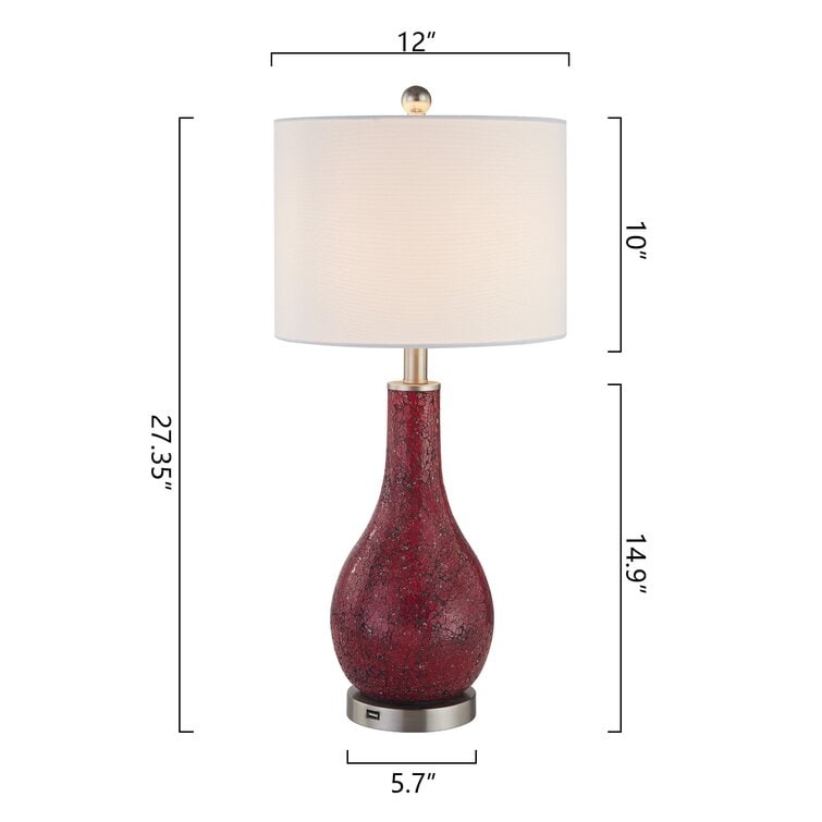 Ensemble de 2 lampes de table en verre de 25,25 pouces avec port USB