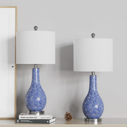 Ensemble de 2 lampes de table en verre de 25,25 pouces avec port USB