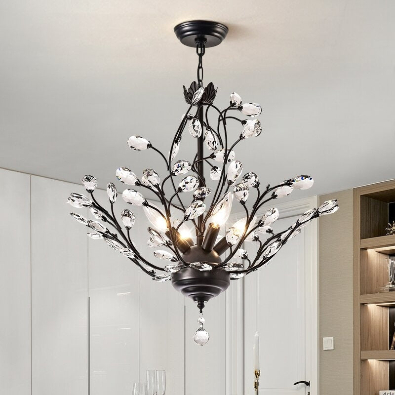 Maxax 4 - Lustre classique/traditionnel unique à 4 lumières avec accents de cristal