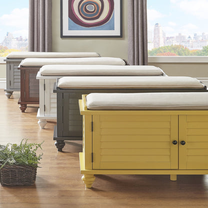 Banc de rangement à porte persienne avec coussin en velours Maybelle par iNSPIRE Q Classic