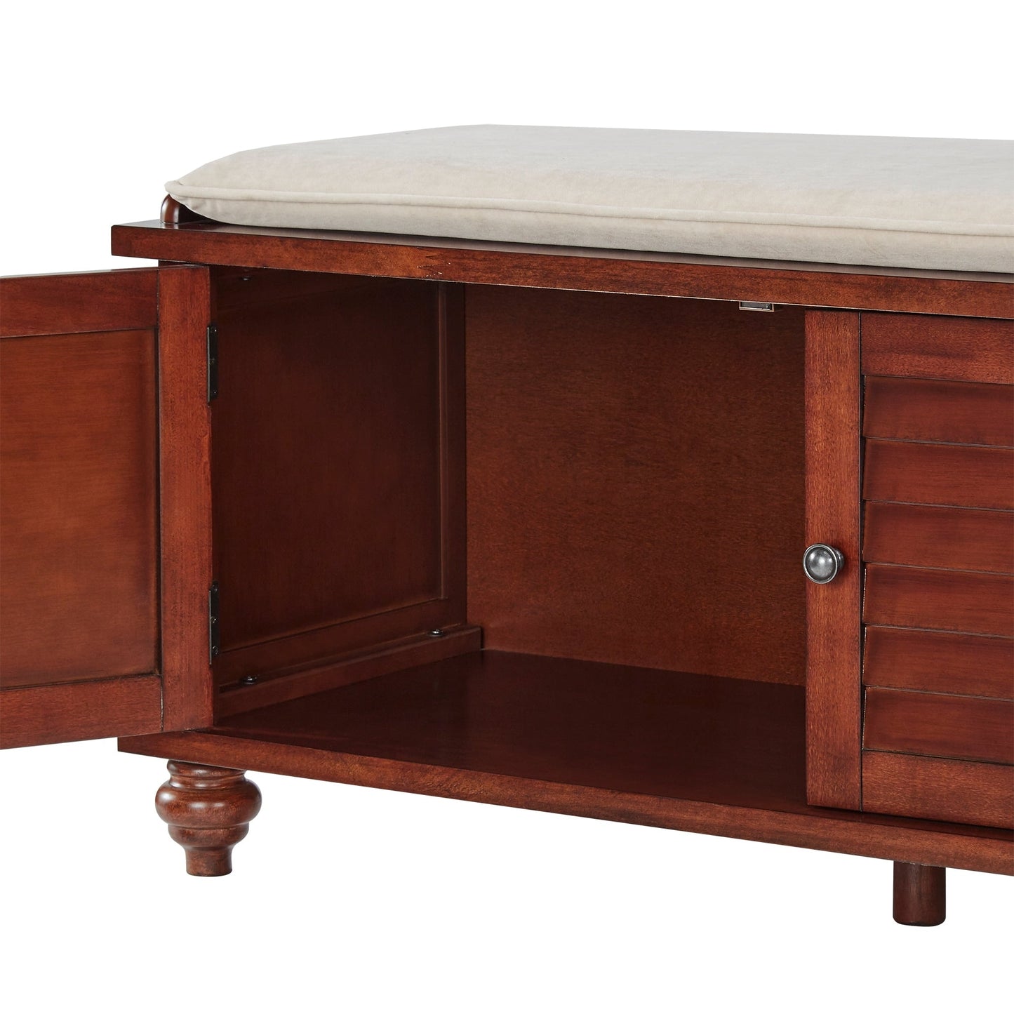 Banc de rangement à porte persienne avec coussin en velours Maybelle par iNSPIRE Q Classic