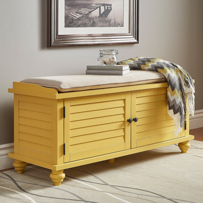 Banc de rangement à porte persienne avec coussin en velours Maybelle par iNSPIRE Q Classic