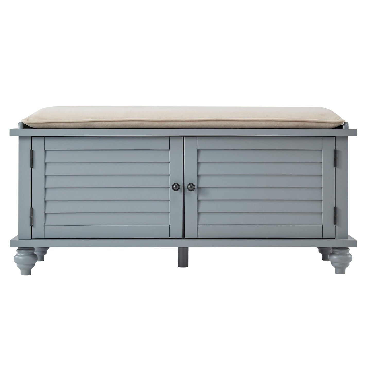 Banc de rangement à porte persienne avec coussin en velours Maybelle par iNSPIRE Q Classic