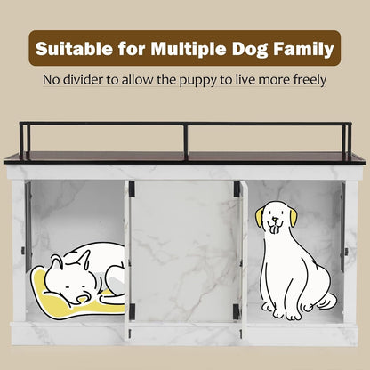 Meuble TV intégré pour grande cage à chien Mcombo, niche en bois avec double porte 1861