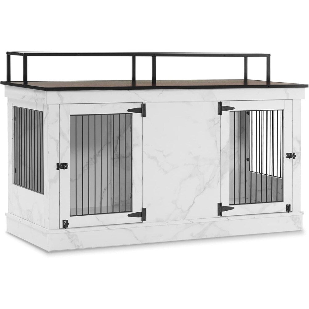 Meuble TV intégré pour grande cage à chien Mcombo, niche en bois avec double porte 1861