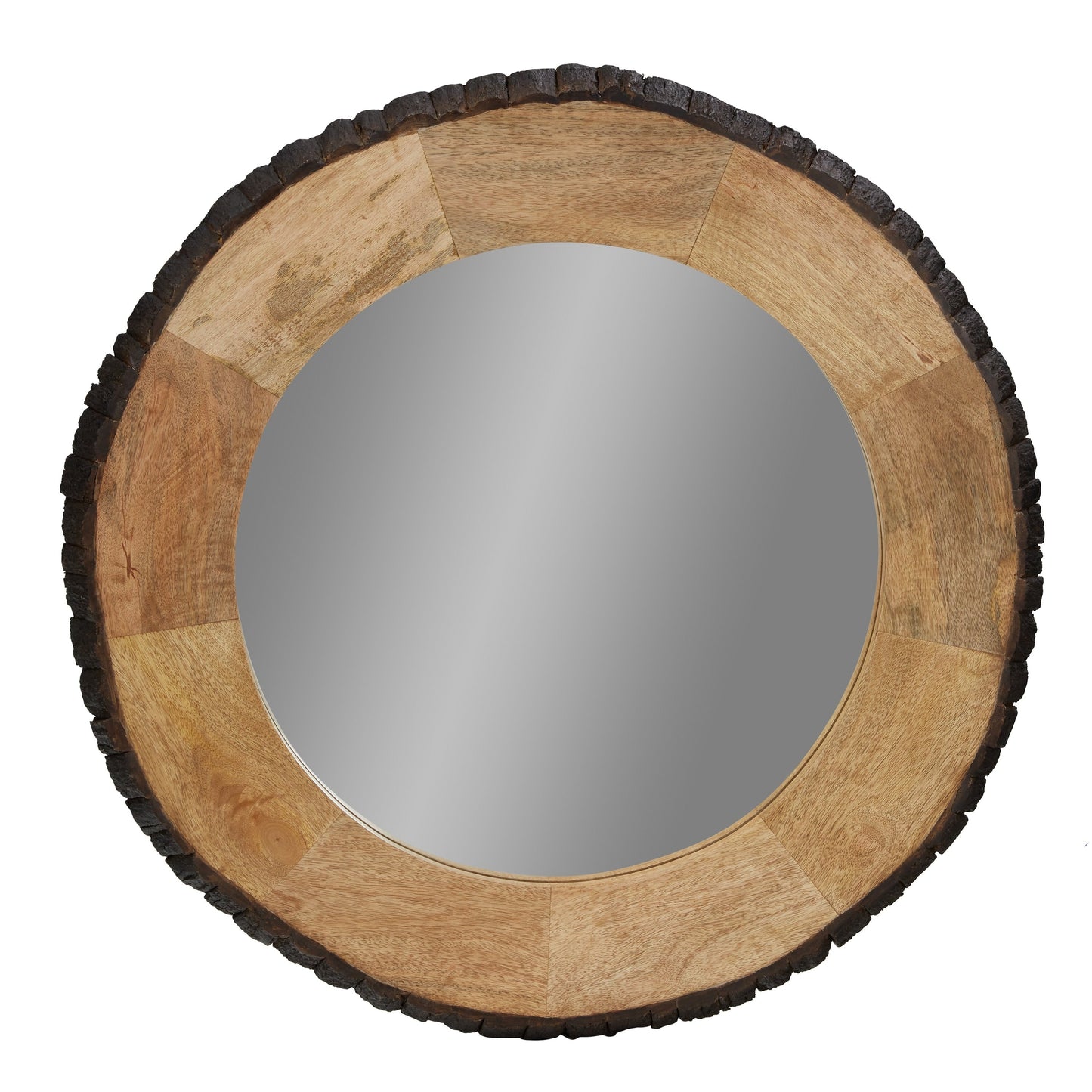 Miroir mural rond Meredith en bois brut de River of Goods - 30,5 x 1 x 30,5