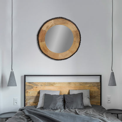 Miroir mural rond Meredith en bois brut de River of Goods - 30,5 x 1 x 30,5