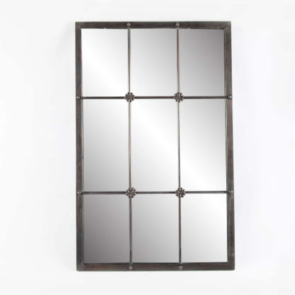 Miroir mural décoratif à carreaux avec cadre en métal brun rustique - 96 cm (H) x 60,5 cm (L) x 2,5 cm (P)