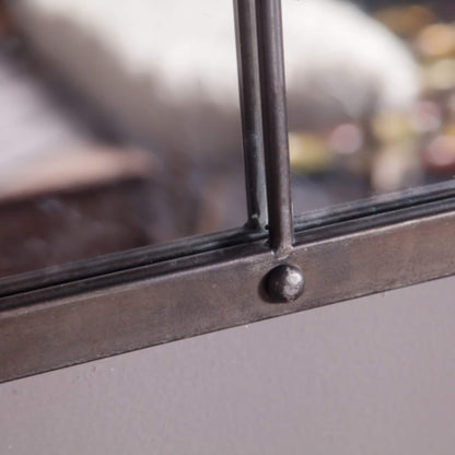 Miroir mural décoratif à carreaux avec cadre en métal brun rustique - 96 cm (H) x 60,5 cm (L) x 2,5 cm (P)