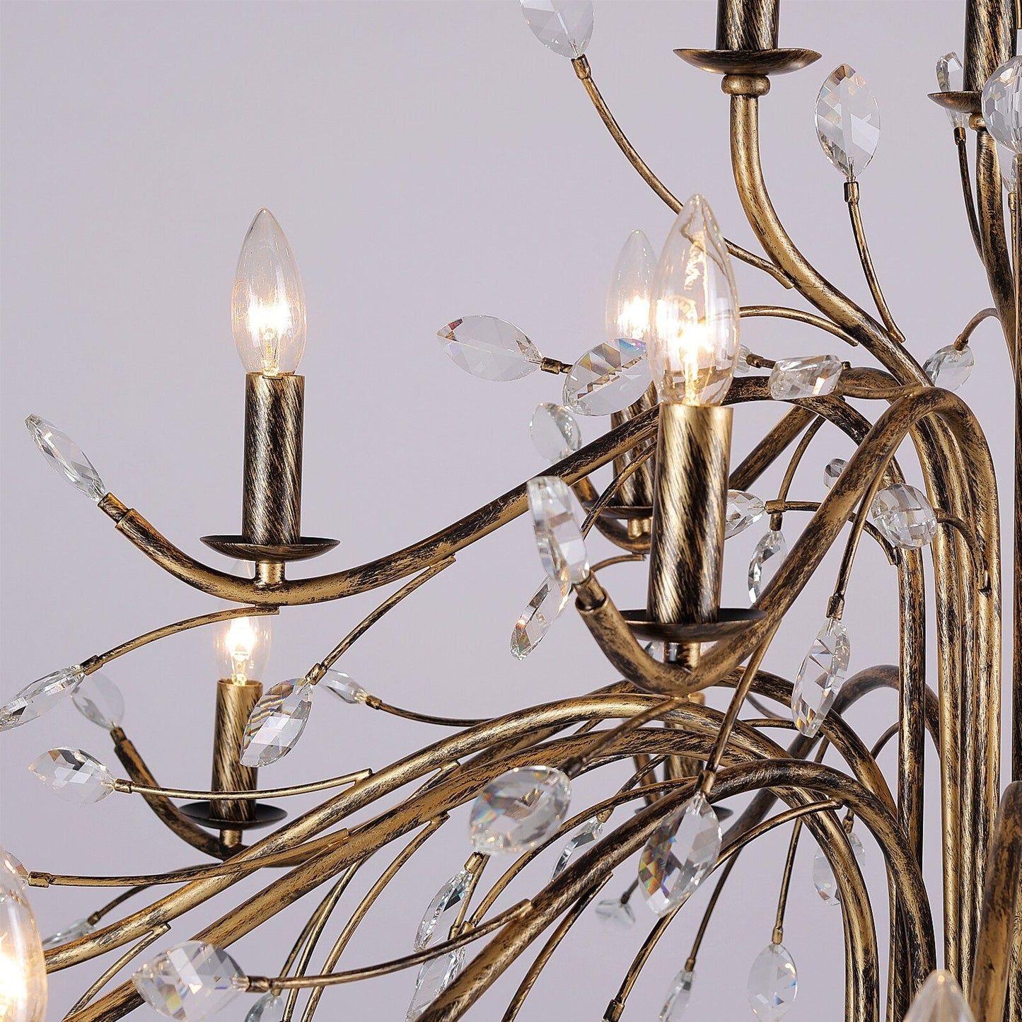 Lustre en cristal style bougie style rétro avec branches d'arbres