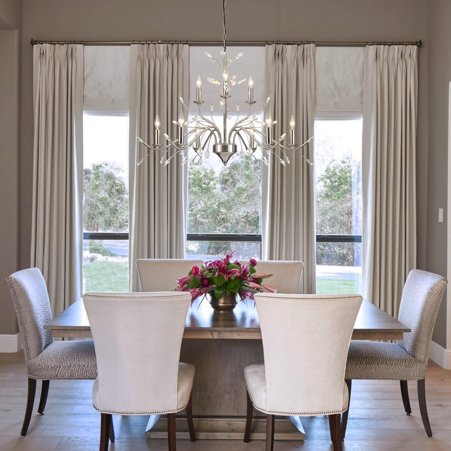 Lustre en cristal style bougie style rétro avec branches d'arbres