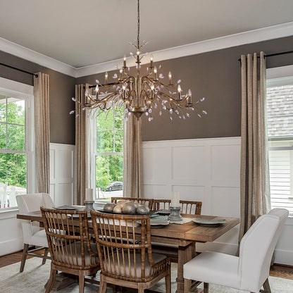 Lustre en cristal style bougie style rétro avec branches d'arbres