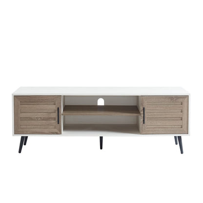 Meuble TV style Mid-Century Modern pour téléviseurs jusqu'à 70 pouces - Console multimédia - 52 cm (H) x 150 cm (L) x 39 cm (P)