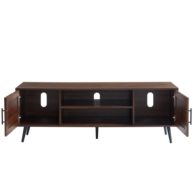 Meuble TV style Mid-Century Modern pour téléviseurs jusqu'à 70 pouces - Console multimédia - 52 cm (H) x 150 cm (L) x 39 cm (P)