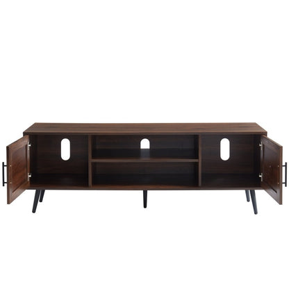Meuble TV style Mid-Century Modern pour téléviseurs jusqu'à 70 pouces - Console multimédia - 52 cm (H) x 150 cm (L) x 39 cm (P)