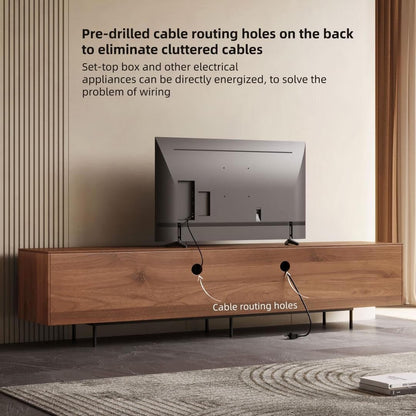 Meuble TV de style moderne du milieu du siècle avec 4 portes de rangement, compatible avec les téléviseurs jusqu'à 100 pouces, centre de divertissement pour le salon