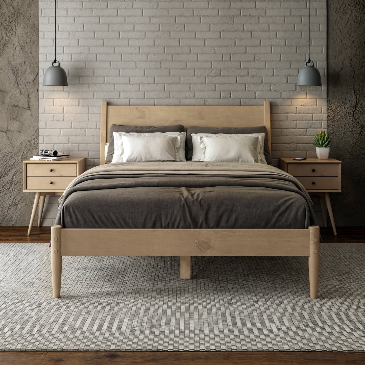 Lit à panneaux de style Mid-Century