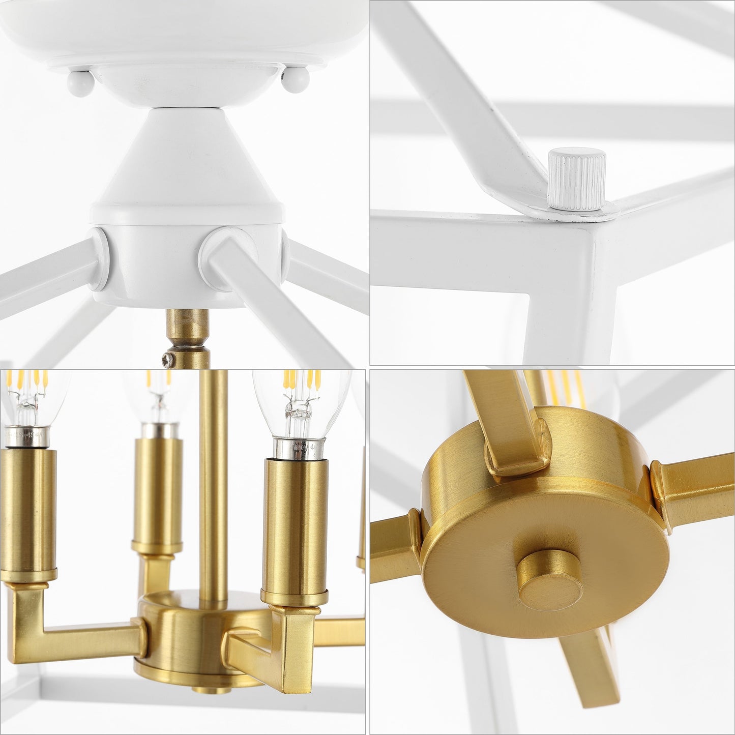 Mini lanterne Milton à 4 lumières en fer, style ferme moderne, plafonnier LED encastré, par JONATHAN Y