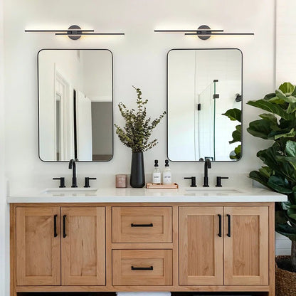 Applique murale minimaliste en métal linéaire à LED dimmable à 2 lumières